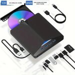 Lecteur cd / dvd externe portable haute vitesse 7 en 1 avec usb 3. 0 et type - c cd rom / dvd rom / rw ...