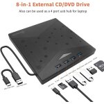 Lecteur dvd cd externe usb 3. 0 et type - c - graveur cd / dvd + / - rw multifonction 7 en 1 - pour pc ...