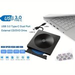 Lecteur dvd externe usb 3. 0 / type - c cd / dvd + / - rw portable graveur usb lecteur cd rom pour ordinateur ...