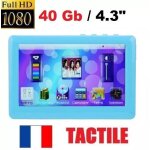 Lecteurs mp5 mp4 mp3 40gb neufs - bleu - avi divix flv rmvb - ecran 43 pouces + housse