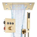 Led colonne de douche encastr thermostatique dore bross avec tte de douche carre 49cm35cm 2 modes ...