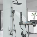 Led colonne de douche ensemble de douche en acier inoxydable avec pommeau de douche gris 4 fonctions
