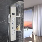 Led colonne de douche hydromassage nickel bross acier inoxydable 5 fonctions(cascade et pluie tte de ...