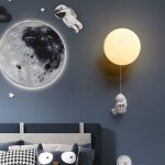 Led lune astronaute applique murale 3d imprim lune clairage mural veilleuse chambre denfant applique ...