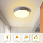 Plafonnier - macaron smotop - led int�gr�e blanc chaud - bois & aluminium gris - �30cm h5cm