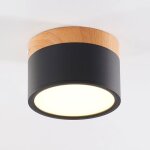 Led plafonnier spot en saillie finition bois mini plafonnier rond noir lumi�re naturelle 4000 k 12 w. ...