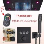 Led systme de douche encastrable noir ensemble de douche encastr 49 * 35cm set de douche avec pommeau ...