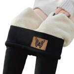 Leggings doubls en polaire pour femmes tiquette papillon taille haute extensibles pais pantalons de ...