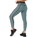 Leggings de sport - taille haute - opaque - gris - vert - taille l - respirant & s�chage rapide
