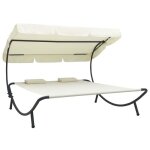 Lemon lit de repos dext�rieur avec auvent et oreillers blanc cr�me ccl62803645
