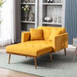 Lemonbest chaise longue moderne avec dossier r�glable sur trois niveaux et 2 coussins canap� lit velours ...