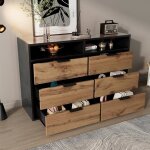 Lemonbest commode buffet en verre ambré avec poignées en métal commode à 6 tiroirs et 2 compartiments ... Lemonbest commode buffet en verre ambré avec poignées en métal commode à 6 tiroirs et 2 compartiments ...