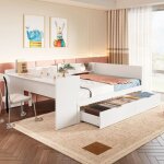 Lit mezzanine - lemonbest - fusion naturelle - 140x200 cm - bureau int�gr� - led & port usb