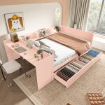 Lit enfant - lit combine double 140x200cm avec bureau et 2 tiroirs lit coffre sommier lattes sans matelas ... Lit enfant - lit combine double 140x200cm avec bureau et 2 tiroirs lit coffre sommier lattes sans matelas ...