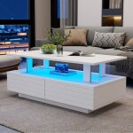 Lemonbest table basse led 100 x 50 x 42 cm table de salon avec 2 tiroirs et grand espace de rangement ... Lemonbest table basse led 100 x 50 x 42 cm table de salon avec 2 tiroirs et grand espace de rangement ...