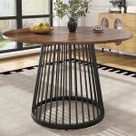 Lemonbest table a manger ronde 80x80x76cm plateau en mdf marbr� pieds en m�tal convient pour salle � ...