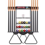 Leogreen porte queue billard mural pour 8 queues de billard 18 boules de billard 3 porte - boules support ...