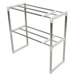 Lesaudaces meuble etagere rangement de cuisine 2 tages pour micro - ondes silver