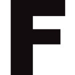 Lettre f noir sur fond blanc�(5x4cm) - autocollant / sticker