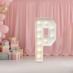 Lettre p st�r�oscopique led en carton kt - ornements de lettre p avec ampoules - bo�te � lumi�re led ...