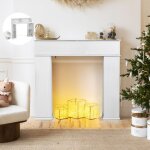 Leww manteau de chemine avec rangement - cadre de cheminee - 107x18x100 cm - bois - blanc