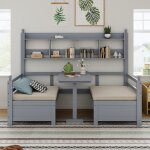 Leytn lit enfant 90 x 200 cm en bois massif canapé - lit multifonctionnel 2 en 1 lit avec bureau et bibliothèq ... Leytn lit enfant 90 x 200 cm en bois massif canapé - lit multifonctionnel 2 en 1 lit avec bureau et bibliothèq ...