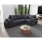 Libbie - canapé dangle droit 4 places convertible avec coffre étagère et poufs en tissu - gris foncé Libbie - canapé dangle droit 4 places convertible avec coffre étagère et poufs en tissu - gris foncé