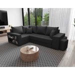 Libbie - canapé dangle gauche 4 places convertible avec coffre étagère et poufs en tissu - gris anthracite ... Libbie - canapé dangle gauche 4 places convertible avec coffre étagère et poufs en tissu - gris anthracite ...