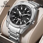 Licarr montre de plong�e de luxe pour hommes �tanche jusqu� 30 atm avec date et bracelet en cuir