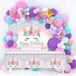 Licorne ballons anniversaire - 122pcs decoration anniversaire licorne fille arche ballon unicorn nappe ...