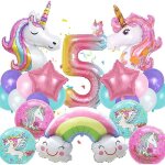 Licorne ballons anniversaire 5 ans 19 pi�ces ballons de f�te ballon licorne anniversaire fille 5 ans ...