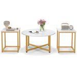 Lifezeal lot de 3 tables basses gigognes avec cadre en m�taldesign modernetable salon ronde avec 2 tables ...