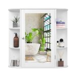 Lifezeal armoire murale de salle de bain avec miroir meuble de rangement suspendu wc en mdf �tag�res ...