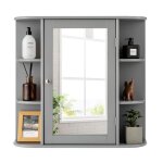 Lifezeal armoire murale de salle de bain avec miroir meuble de rangement suspendu wc en mdf �tag�res ...