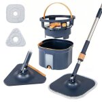 Lifezeal balai serpilli�re avec seau double t�te rotative 360� avec chiffons r�utilisables s�paration ...