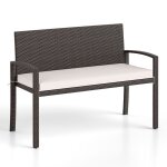 Lifezeal banc de jardin 2 places en rotin synth�tique avec coussin dassise dossier accoudoirs 110 x 56 ...