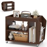 Lifezeal bout de canap 76 x 395 x 55 cm avec 4 roulettes table dappoint avec 3 tagres en bois industriel ...
