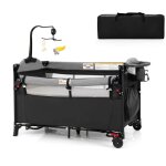 Lifezeal lit parapluie bebe pliant avec matelas  2 niveaux 4 positions rglable table  langer jouetssac ...