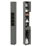 Lifezeal meuble colonne salle de bain avec 2 portes 1 tiroir 4 compartiments meuble wc avec �tag�res ...