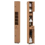 Lifezeal meuble colonne salle de bain avec 2 portes 1 tiroir 4 compartiments meuble wc avec �tag�res ...