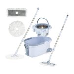 Lifezeal seau et balai � franges balai rotatif 360� avec manche t�lescopique seau 2 compartiments et ...