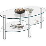 Lifezeal table basse ovale en verre trempé 90 x 50 x 45 cm table de salon à 3 niveaux avec cadre robuste ... Lifezeal table basse ovale en verre trempé 90 x 50 x 45 cm table de salon à 3 niveaux avec cadre robuste ...