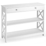 Lifezeal table console extensible avec tiroir et 2 Étagères de rangement table d?appoint solide et stable ... Lifezeal table console extensible avec tiroir et 2 Étagères de rangement table d?appoint solide et stable ...