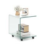 Lifezeal table dappoint en verre tremp� incurv�petite table basse moderne bout de canap� pour salonchambremax ...
