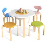 Lifezeal table pour enfant avec 4 chaisesensemble de si�ges en bois avec espace de rangementtable de ...