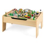 Lifezeal table de jeu train circuit en bois 78 pices de jouets de construction table de circuit voiture ...