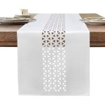 Lin chemin de table blanc moderne 183 x 35 cm chemin de table aspect lin et lavable pour d�coration de ...