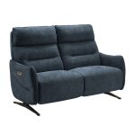 Lisboa - canap relax electrique 2 places tissu bleu pieds mtal
