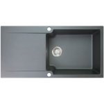Lisse vier  poser rversible 1 grande cuve 1 gouttoir essebagno en rsine noir - 100 x 50 x 212 cm ...