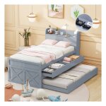 Lit 1 personne 90 x 190 cm avec prise usb et tiroir lit gigogne lit enfant tete de lit avec rangements ... Lit 1 personne 90 x 190 cm avec prise usb et tiroir lit gigogne lit enfant tete de lit avec rangements ...